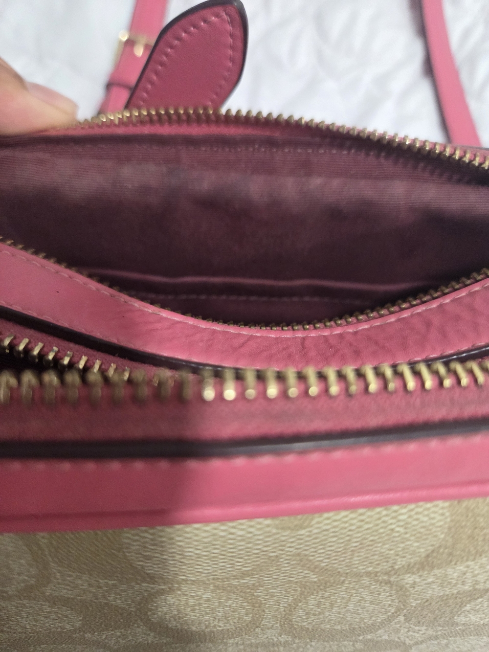 Coach Signature Canvas Crossbody Bag in Pink - Picture 9 of 12